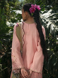 Hemstitch Lawn Embroidered Stitched 3-Piece Suit-Pinky Peony