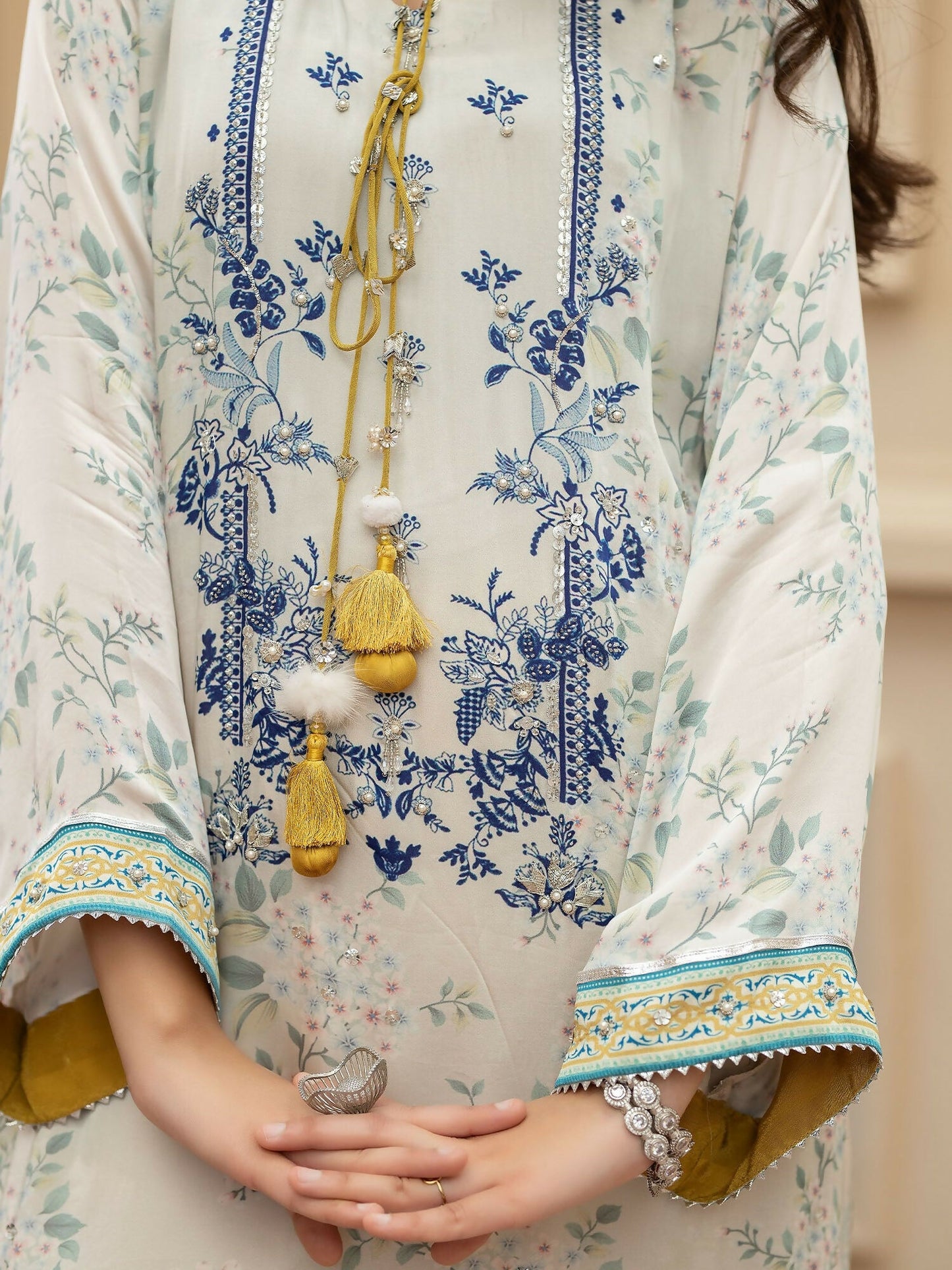 Shiza Hassan Miha Luxury Pret Satin Silk Printed 2-Piece Suit-Izel