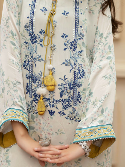 Shiza Hassan Miha Luxury Pret Satin Silk Printed 2-Piece Suit-Izel