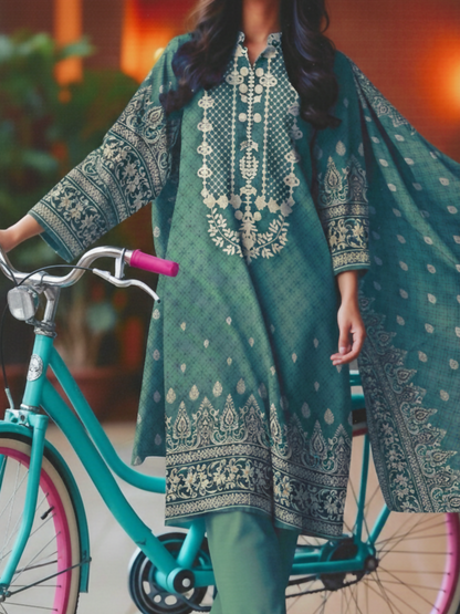 Bin Rehman Lawn Embroidered Unstitched 3-Piece Suit-D-114