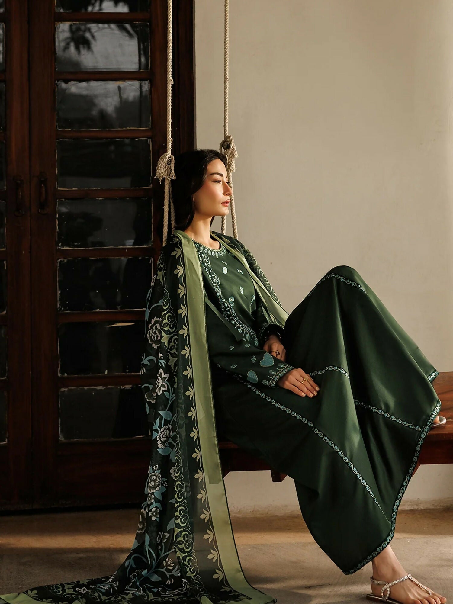 Panache Apparel Mistfall Ramadan Edit Cotton Embroidered Stitched Suit-Vail