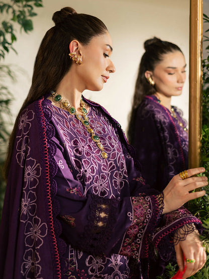 Mahnur Kaia Slub Linen Embroidered Stitched 3-Piece Suit-K- 01