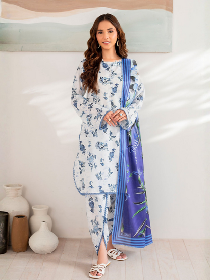 Panache Apparel Cambric Printed Stitched 3-Piece Suit-Drift