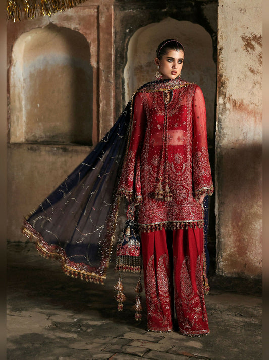 Hussain Rehar Massarat Festive Unstitched'25 Chiffon Embroidered 3-Piece Suit-Shahrbano