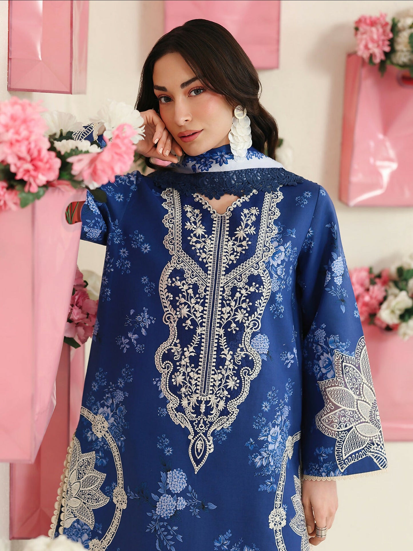 Mahnur Anaya Vol.2 Lawn Embroidered Stitched 3-Piece Suit-AN-2-03-Blue