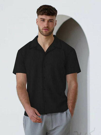 Jupiter Plain Knitwear Lapel Collar Button Shirt-15153