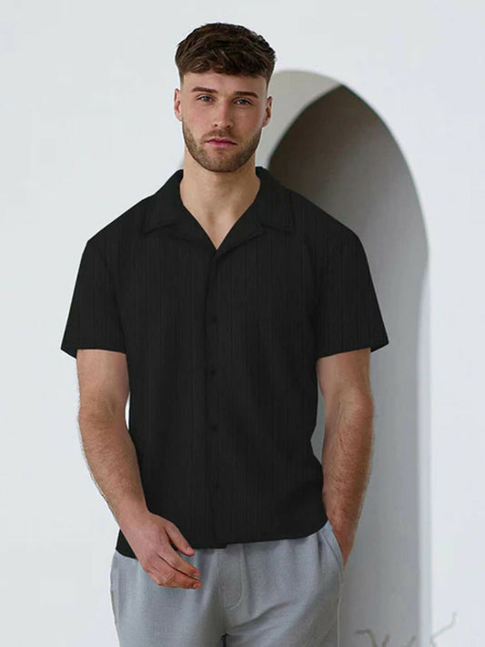 Jupiter Plain Knitwear Lapel Collar Button Shirt-15153