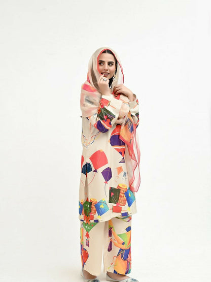 Imran Aftab Basant Mela Raw Silk Printed Stitched 3-Piece Suit-IARP 09