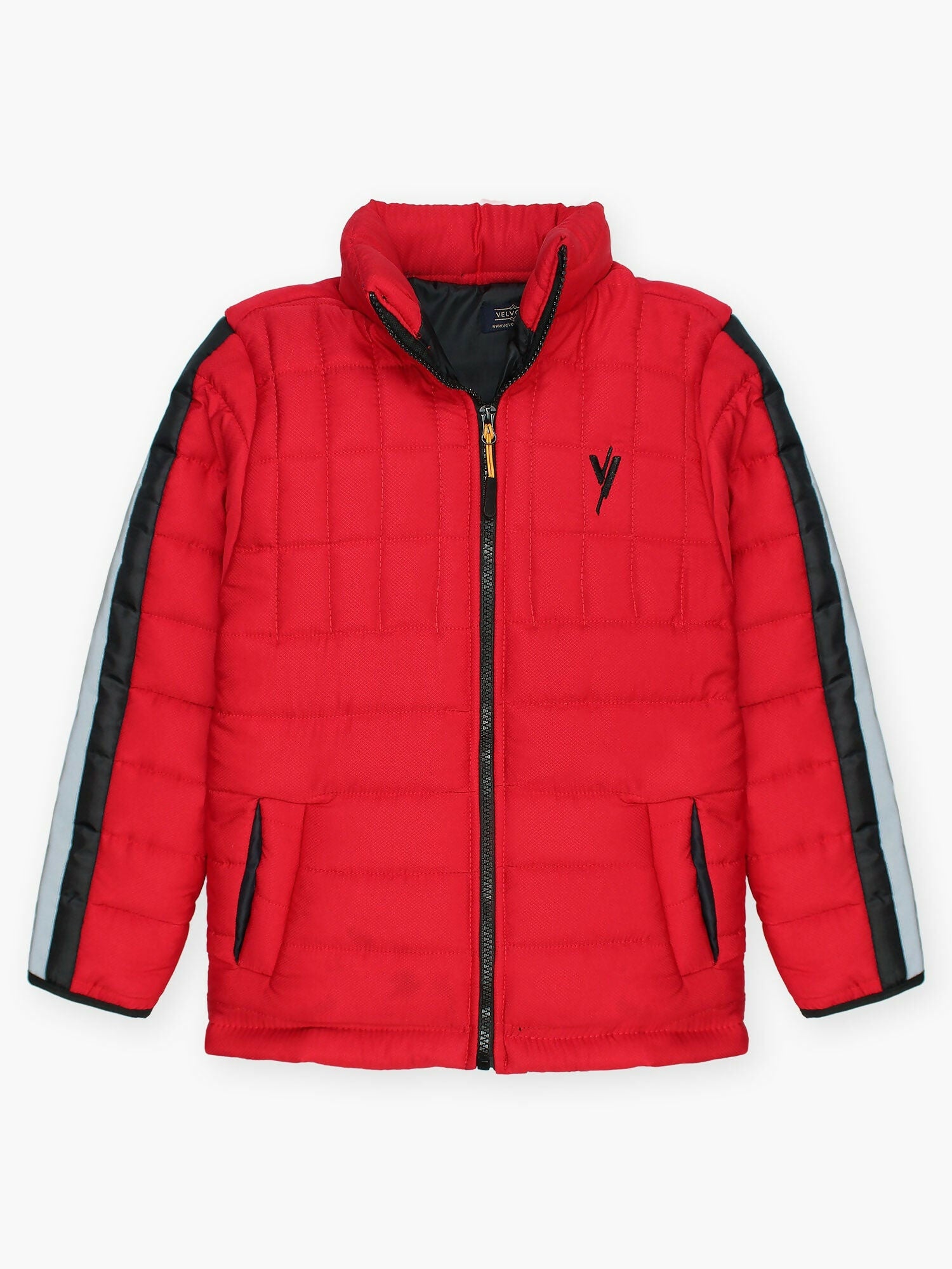 Red Velvour Puffer Jacket-VJ43-B