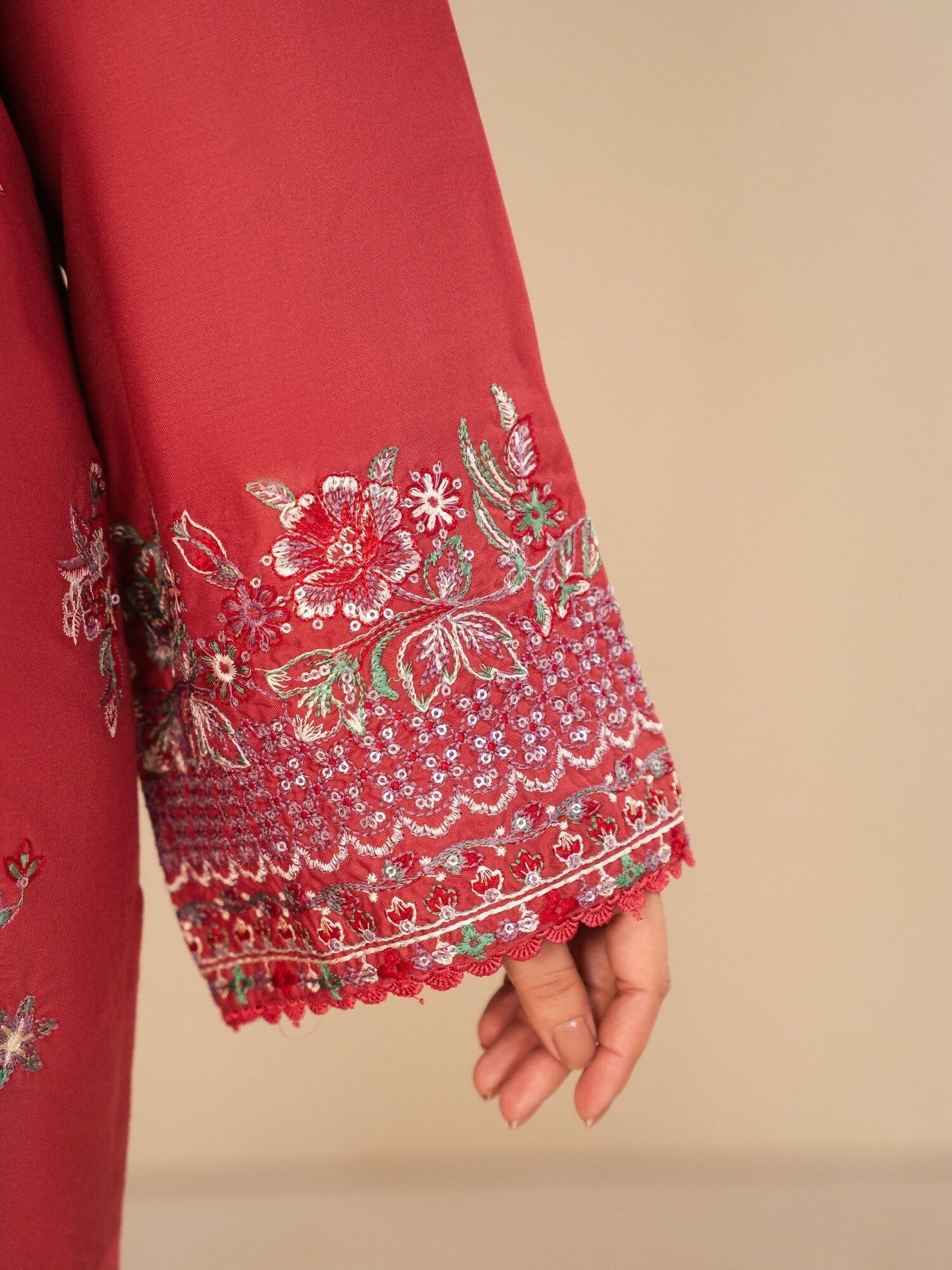 Stylish Collection Royal Pret Linen Embroidered Stitched 3-Piece Suit-Dusty Rose
