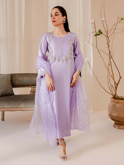 Allure By IH Raw Silk Embellished Stitched 3-Piece Suit-Irene