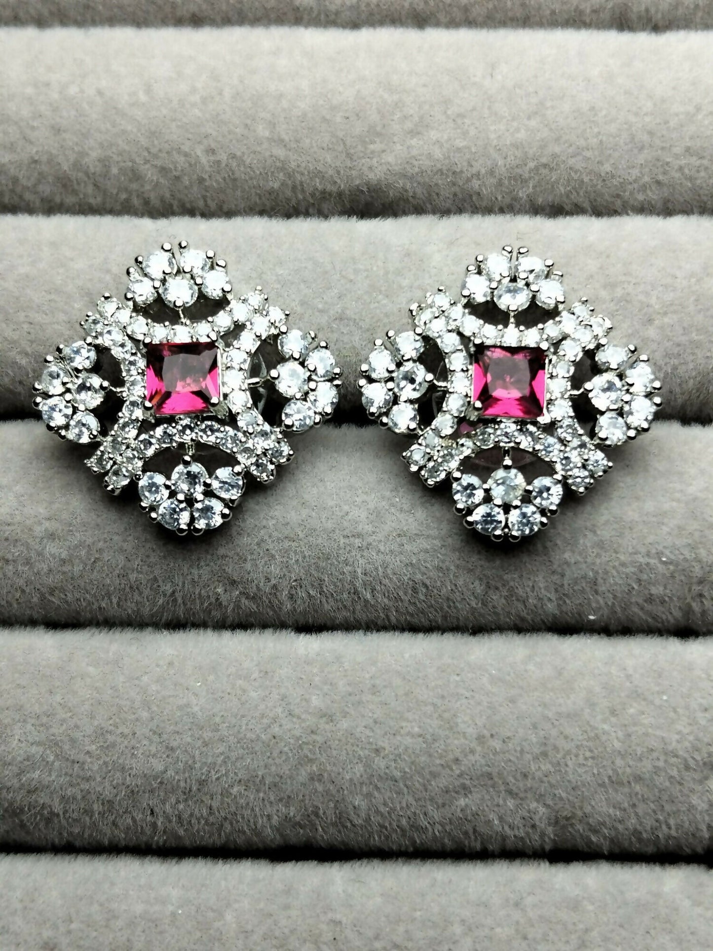 H&A Jewellery silver and pink  colour stud earrings