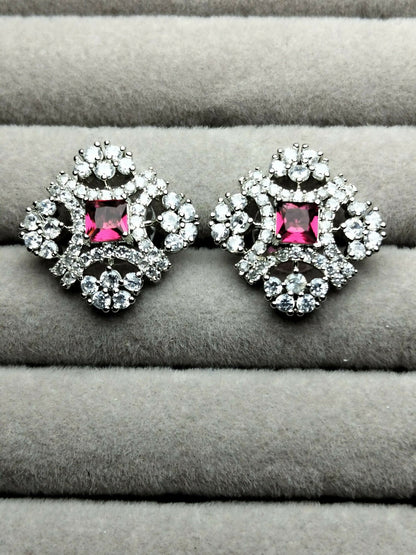 H&A Jewellery silver and pink  colour stud earrings
