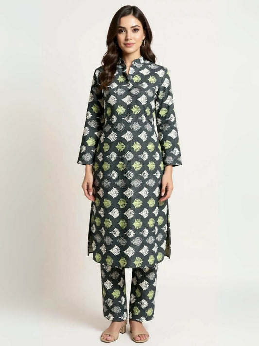 Bin Shaukat unstitched 2-piece digital lawn suit with all-over print and matching printed trouser.