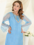 Ruby's Couture Gul-Bahar Organza Embroidered Stitched 3-Piece Suit-Noor Mahal