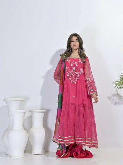 Ruby's Couture Festive Fall'25 Net Embellished Stitched 3-Piece Suit-Naza