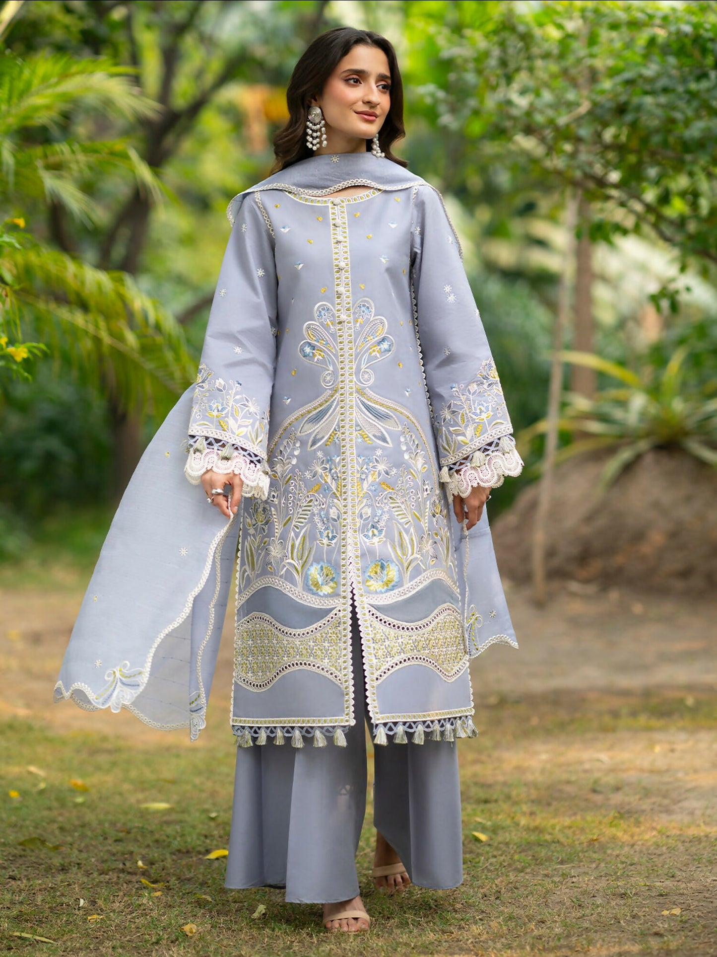 Mahnur Angan Lawn'26 Embroidered Unstitched 3-Piece Suit-AN-006