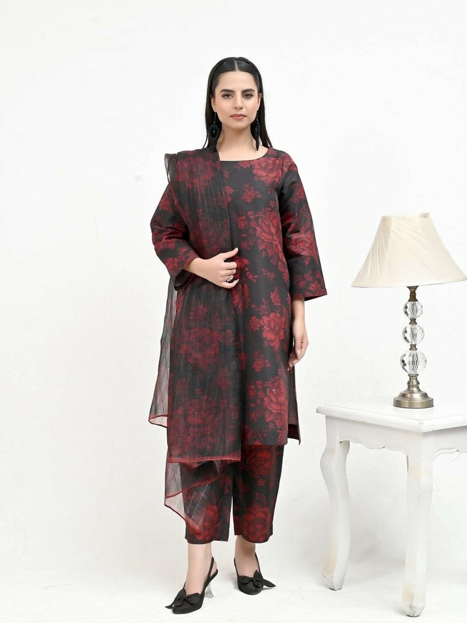 Imran Aftab Valentine's Day Raw Silk Printed Unstitched 3-Piece Suit-IAVD 02