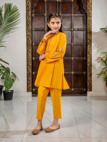 Velvour Girls Cotton Embroidered Stitched 2-Piece Suit-VG106-A