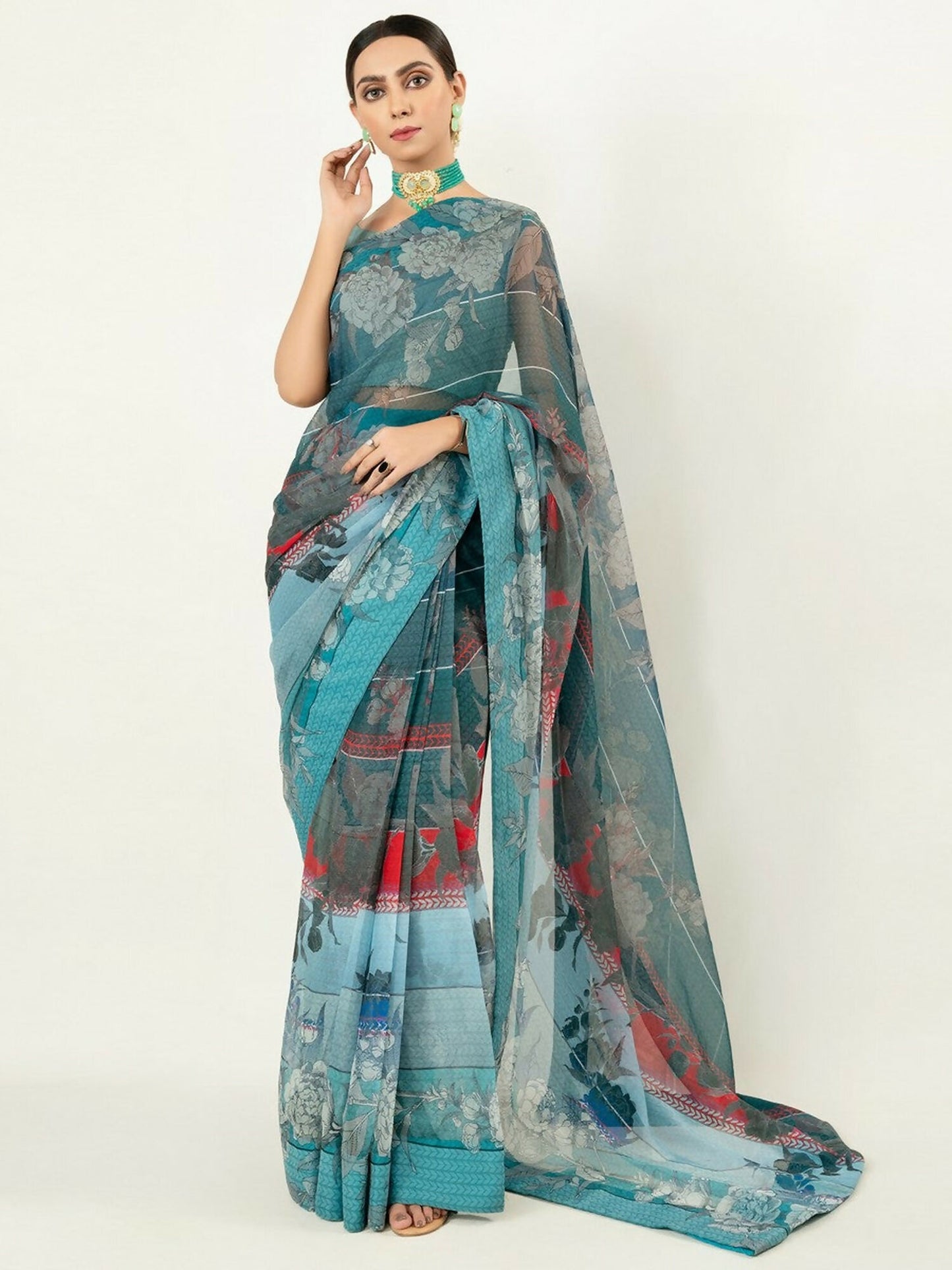 Imran Aftab Chiffon Printed Unstitched Saree-IASC 03