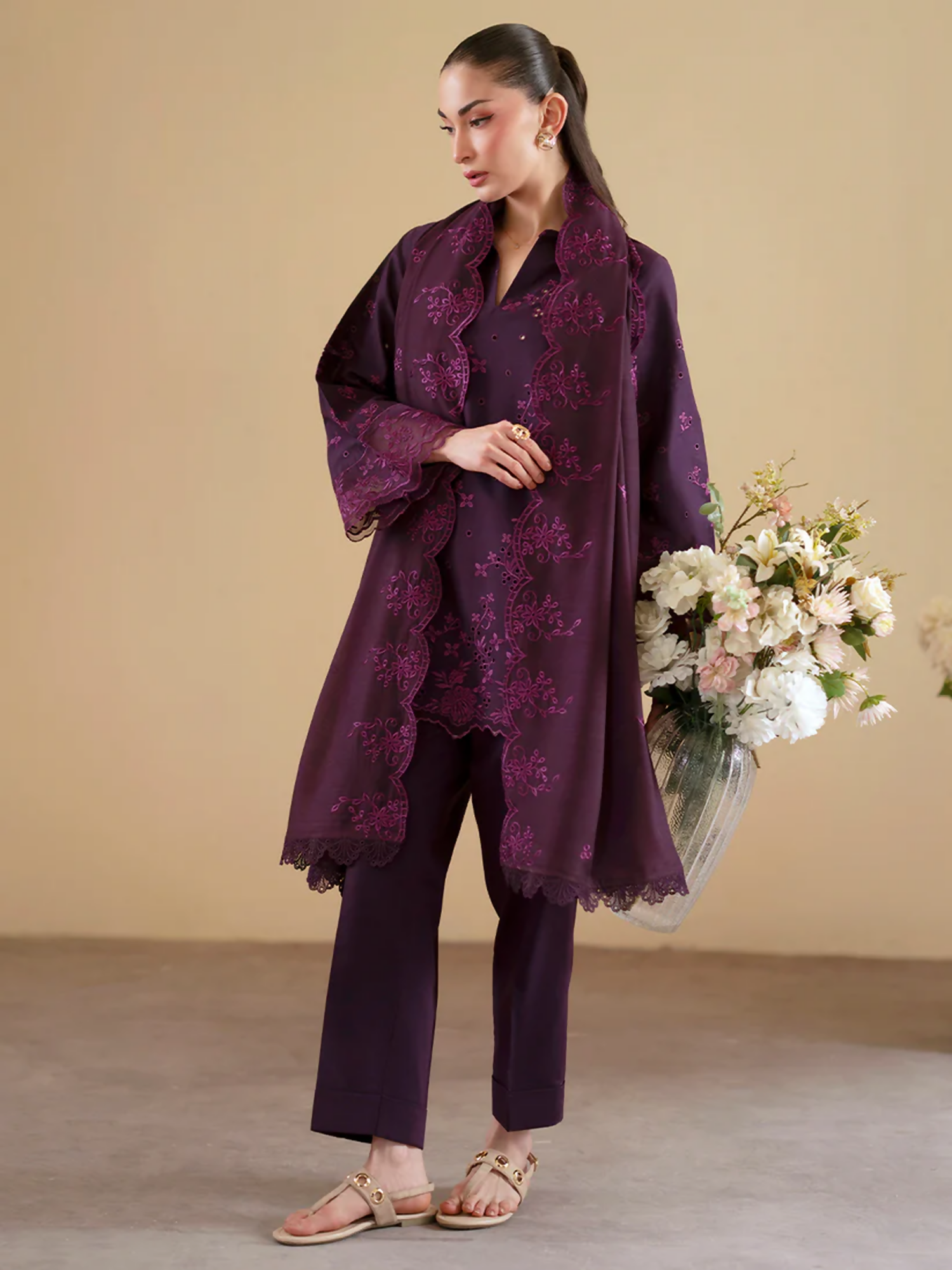 Mahnur Ember Lawn Embroidered Stitched 3-Piece Suit-EM-001