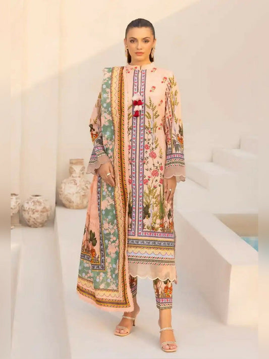 Gul Ahmed Maira Khaddar Printed Unstitched 3-Piece Suit-Desert Sand