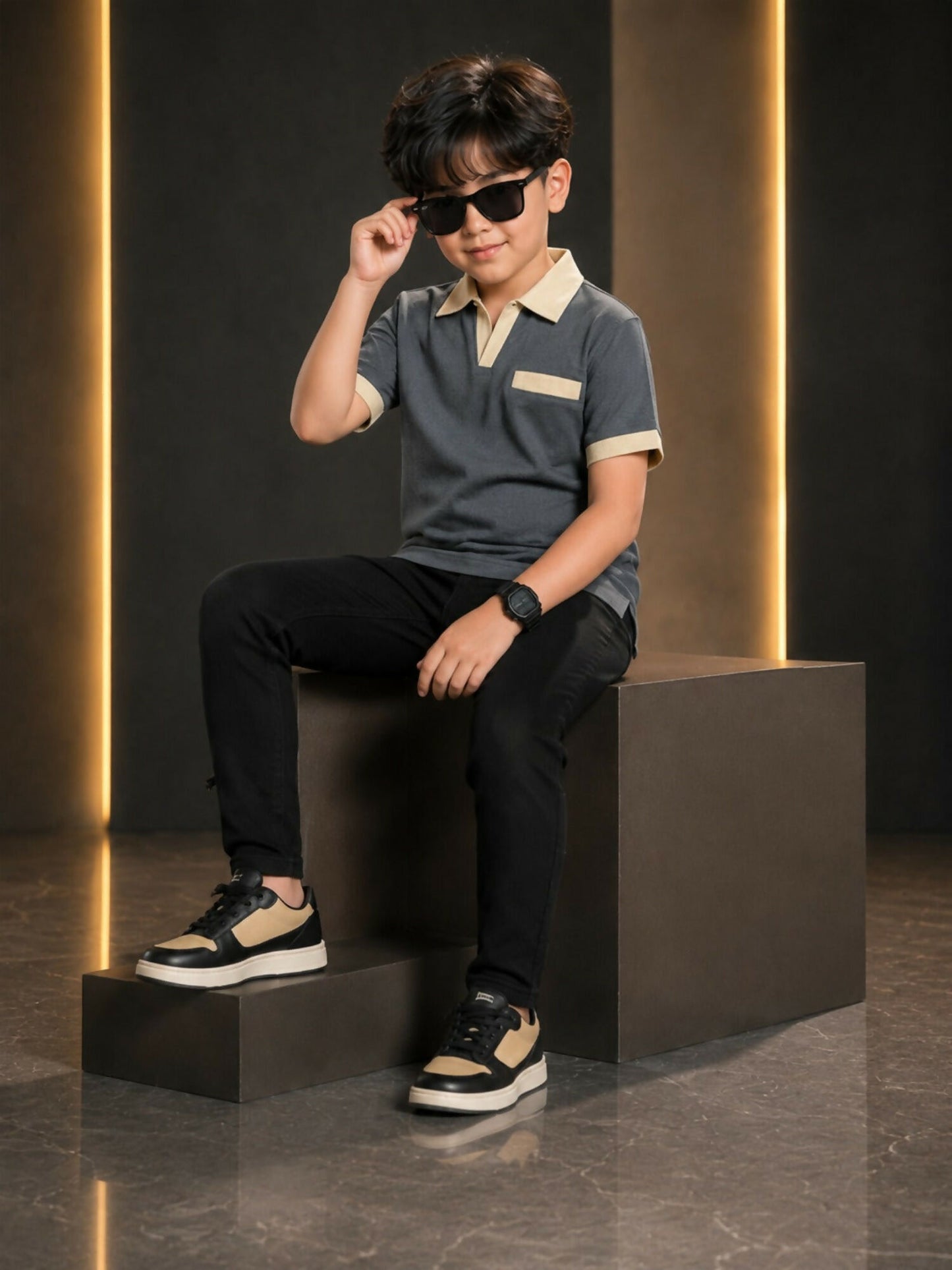 Velvour Boys Polyester Polo Shirt-VP27-C