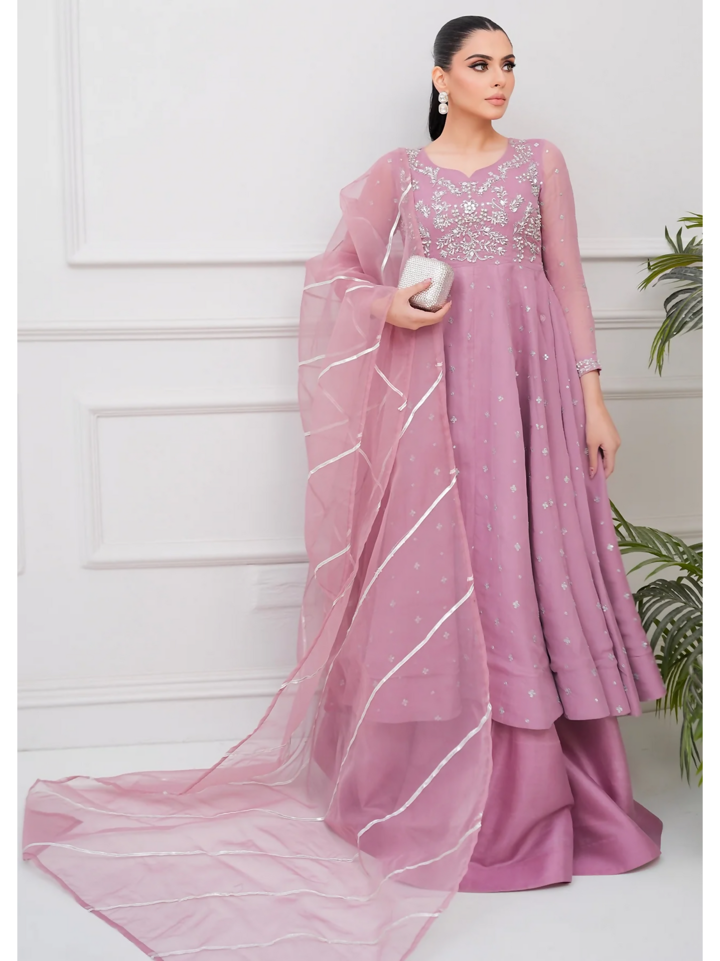 Allure By IH Lehr Chiffon Embroidered Lehenga-Mystic