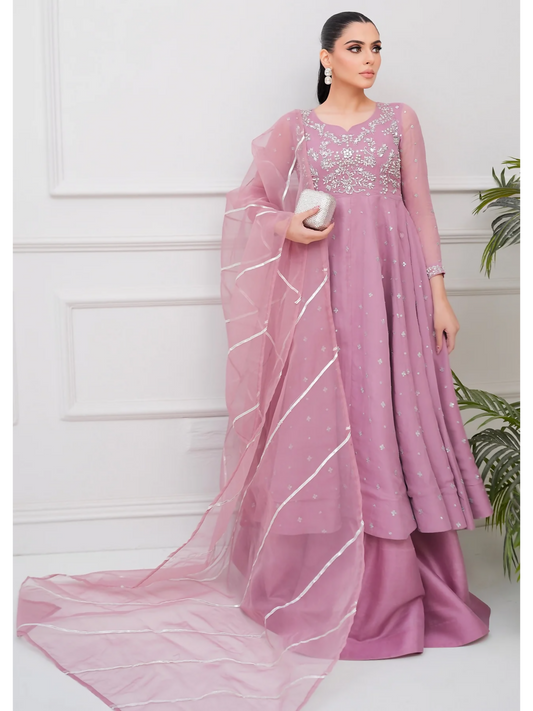 Allure By IH Lehr Chiffon Embroidered Lehenga-Mystic