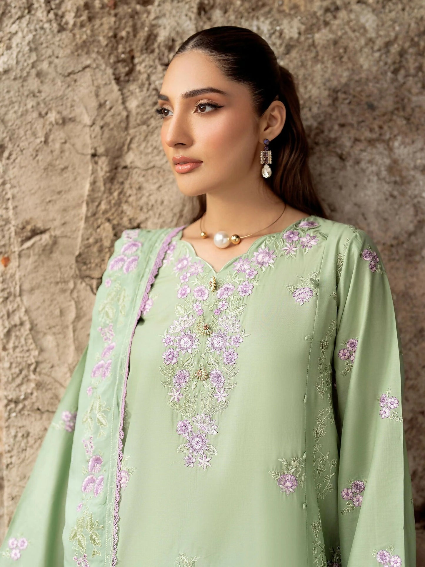 Panache Apparel Lawn Embroidered Stitched Suit-Roshni