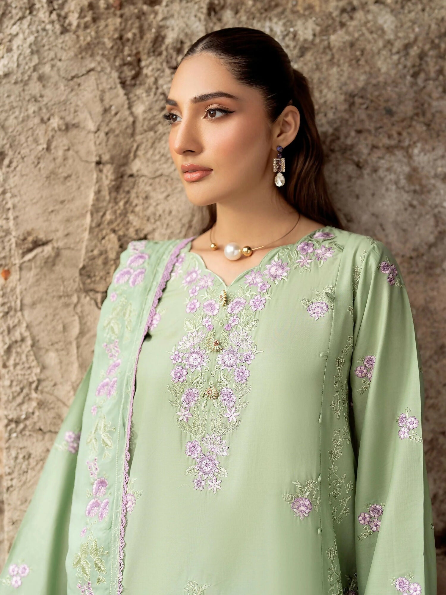 Panache Apparel Lawn Embroidered Stitched Suit-Roshni