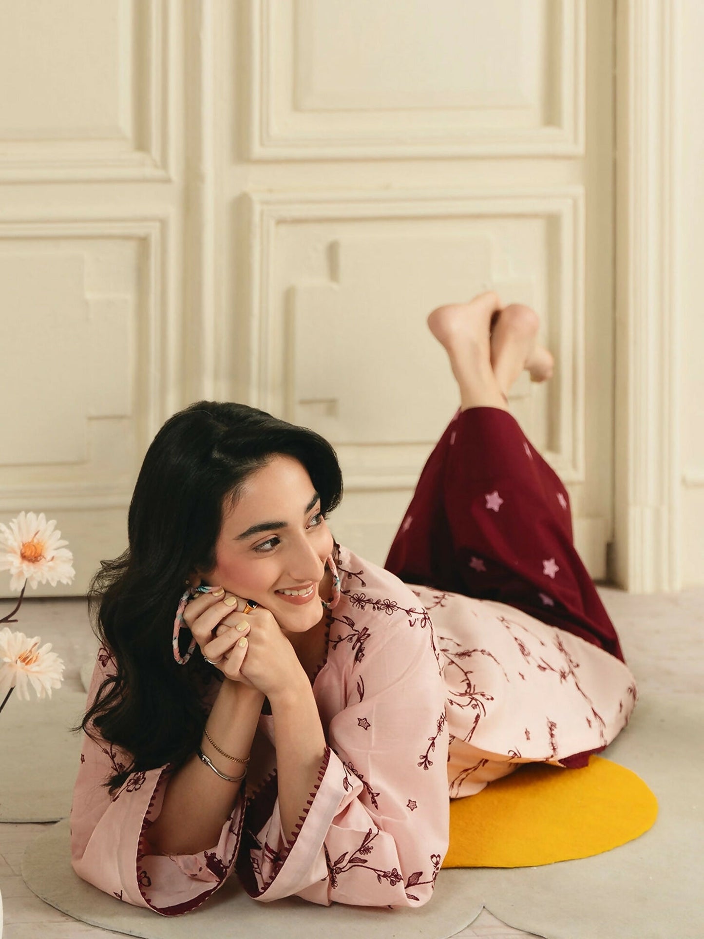 Mannat Clothing Boho Summer'26 Cotton Embroidered Stitched Suit-Soft Vine