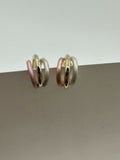 H&A Jewellery Handcrafted Triple-Tone Small Brass Hoop Earrings