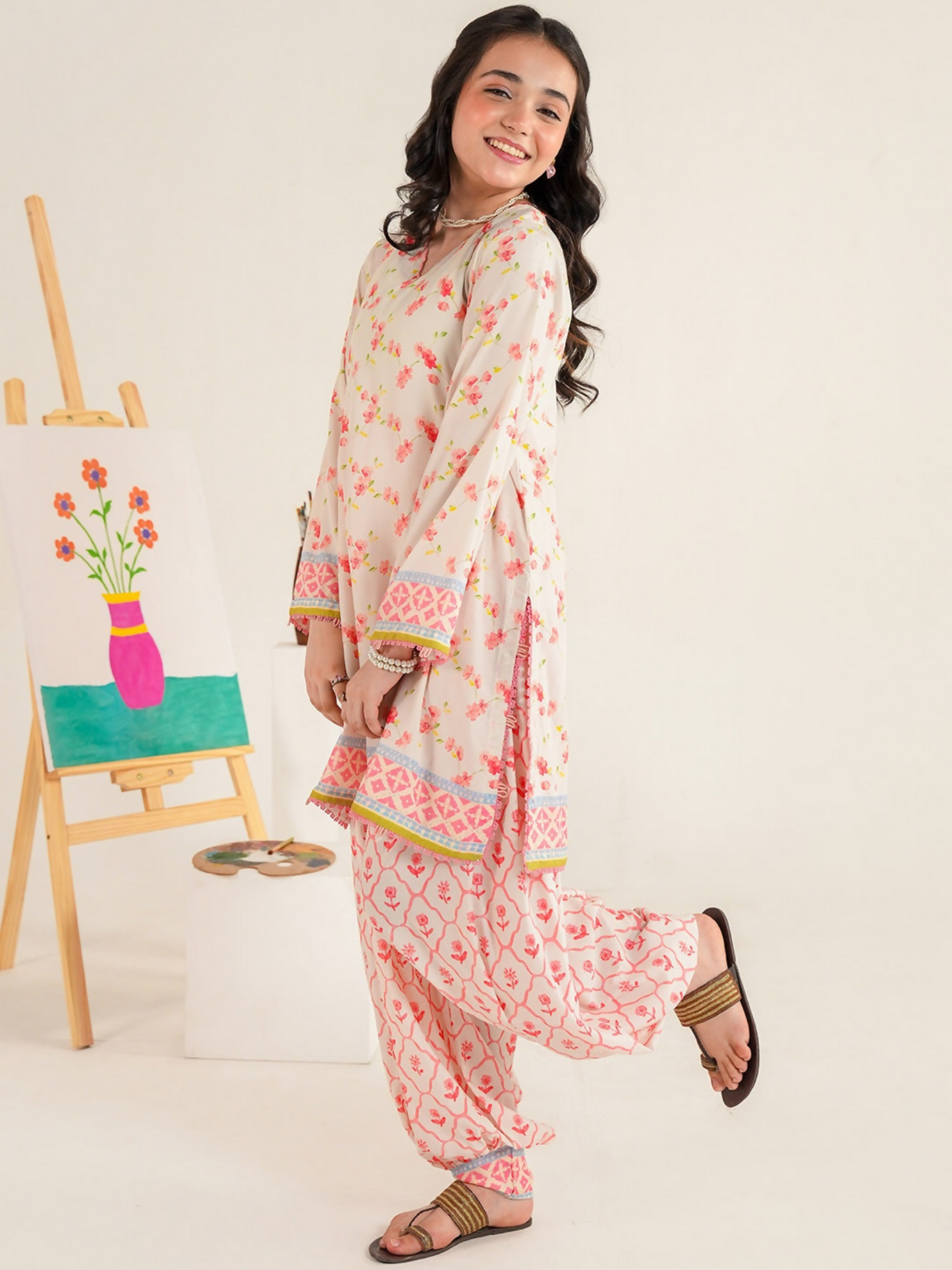 Panache Apparel Bloomie Silk Lawn Printed Stitched Suit-Paintsy