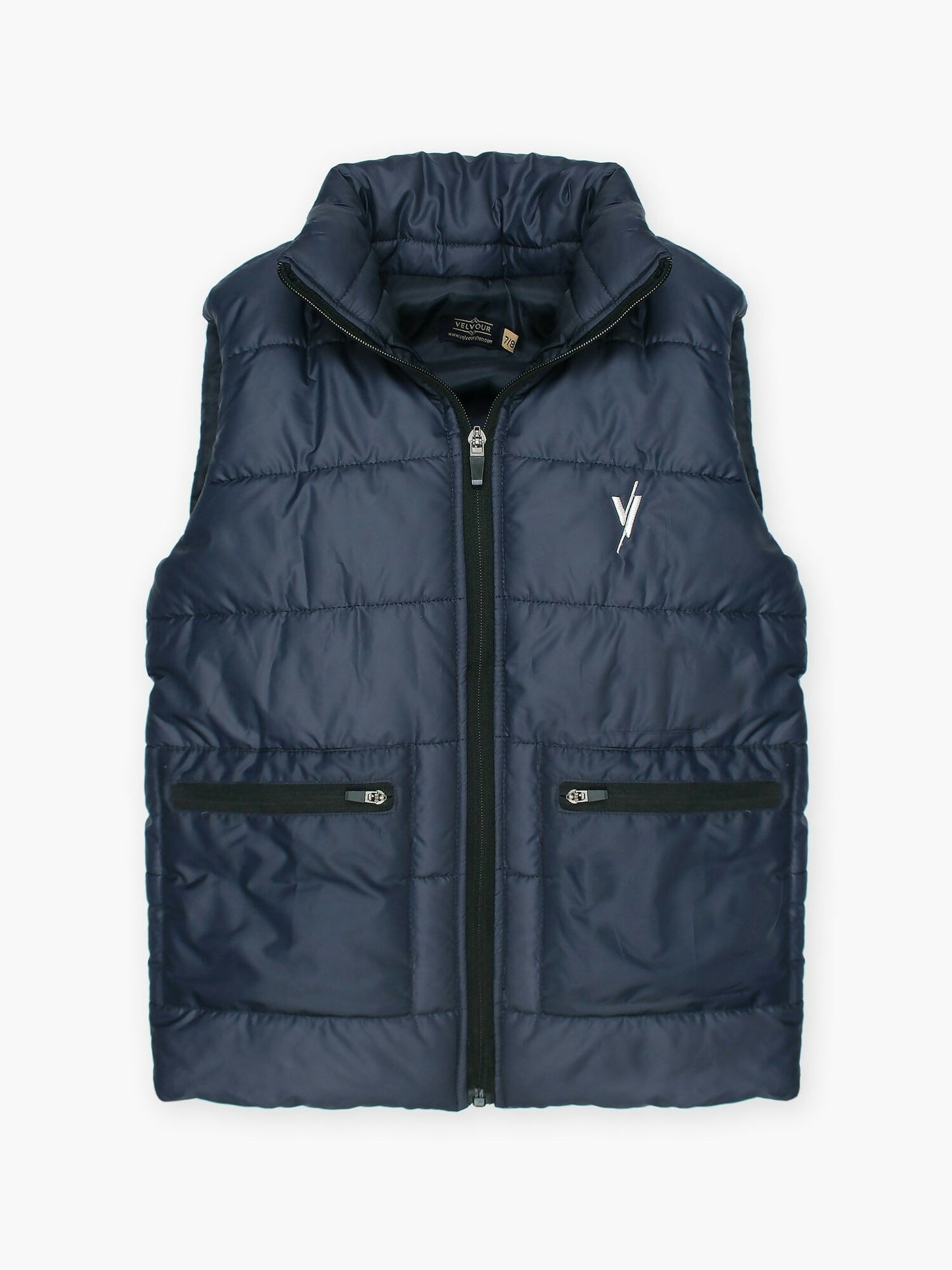 Blue Velvour Printed Puffer Jacket-VJ41-A