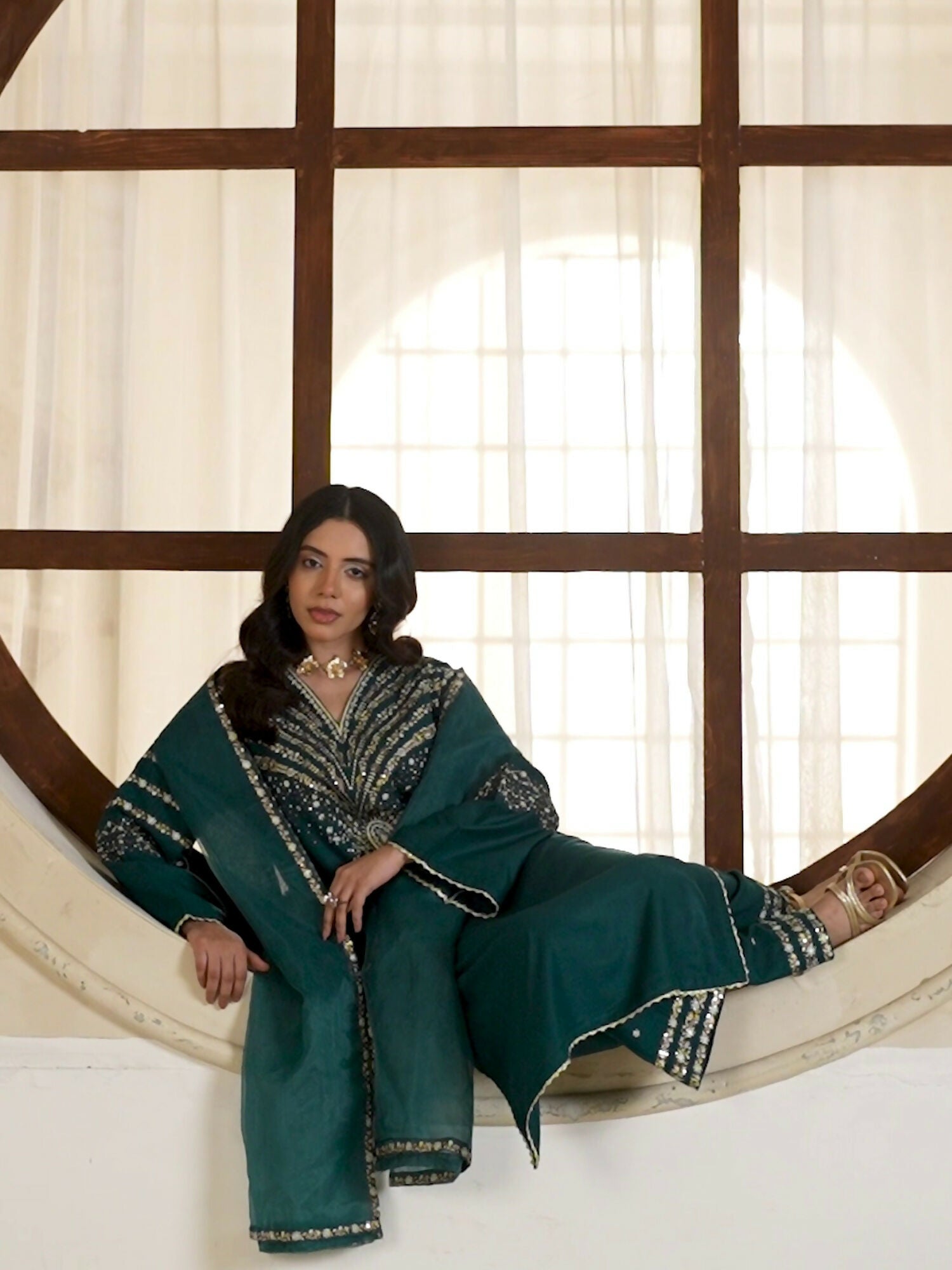 Stylish Collection Royal Pret Dhanak Linen Embroidered Stitched 3-Piece Suit-Jazmine Teal