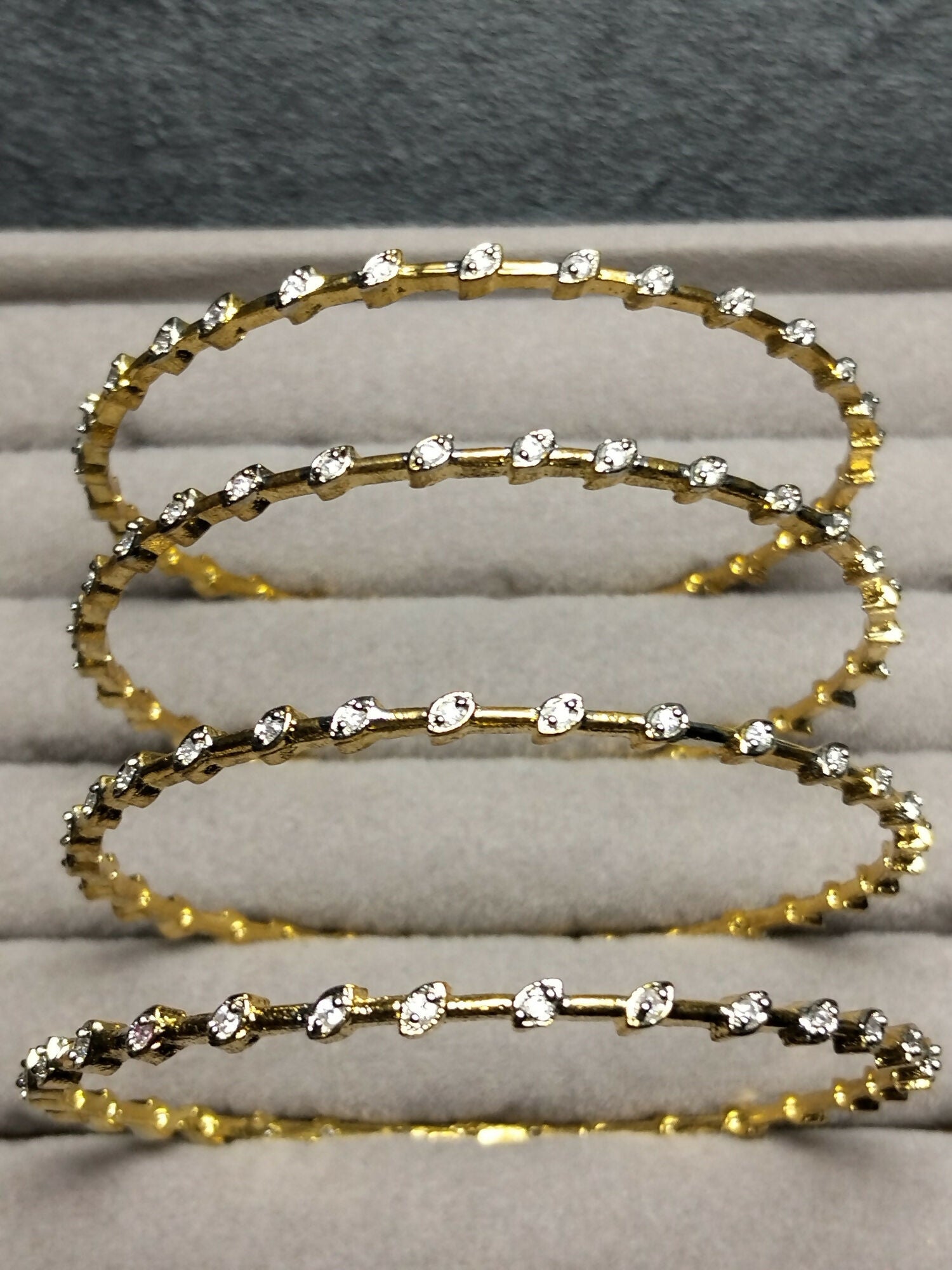 H&A Jewellery One Carat Silver Rhodium-Plated Bangles with Semi-Precious Stones