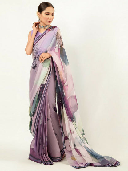 Imran Aftab Chiffon Printed Unstitched Saree-IASC 04