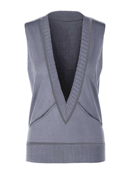 Funky Plain Waffle Candy V Neck Tropical Tops-14223