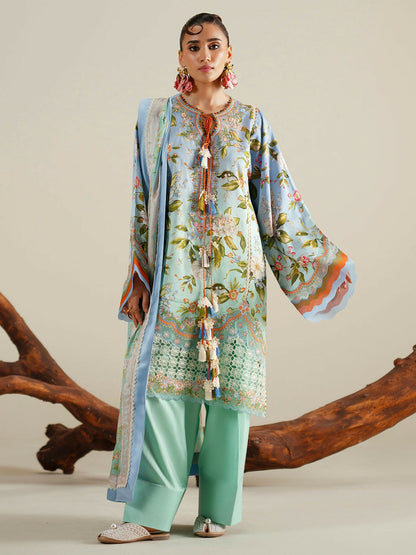 Binilyas Eres Bonita Viscose Embroidered Stitched 3-Piece Suit-1105-B