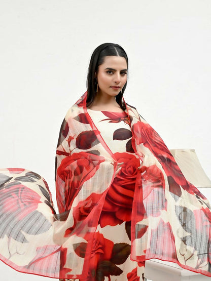 Imran Aftab Valentine's Day Raw Silk Printed Stitched 3-Piece Suit-IAVD 07