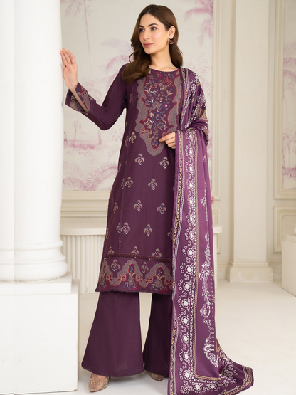 Panache Apparel Winter Whisper Khaddar Embroidered Stitched Suit-Snowfall