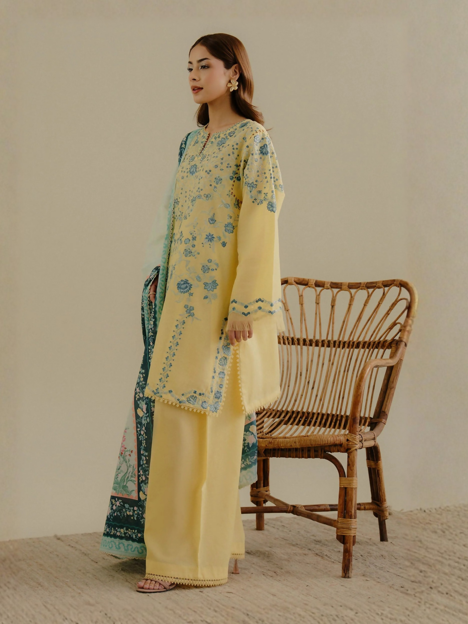 COCO by Zara Shahjahan Lawn'25 Embroidered Unstitched-3-Piece Suit-Velin-7B