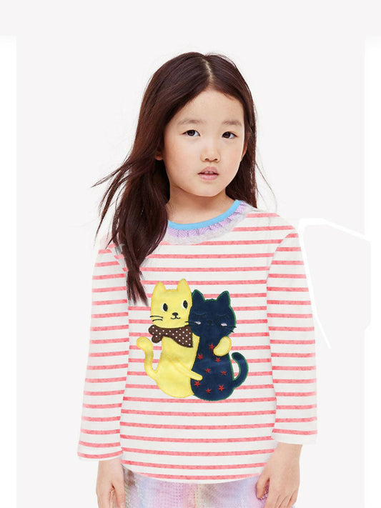 Funky's Embroidered Stripe Frill Neck Tee Shirt– 13649