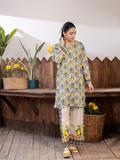 Panache Apparel Crepe De Luxe Crepe Printed Co-Ord Set-Lemon