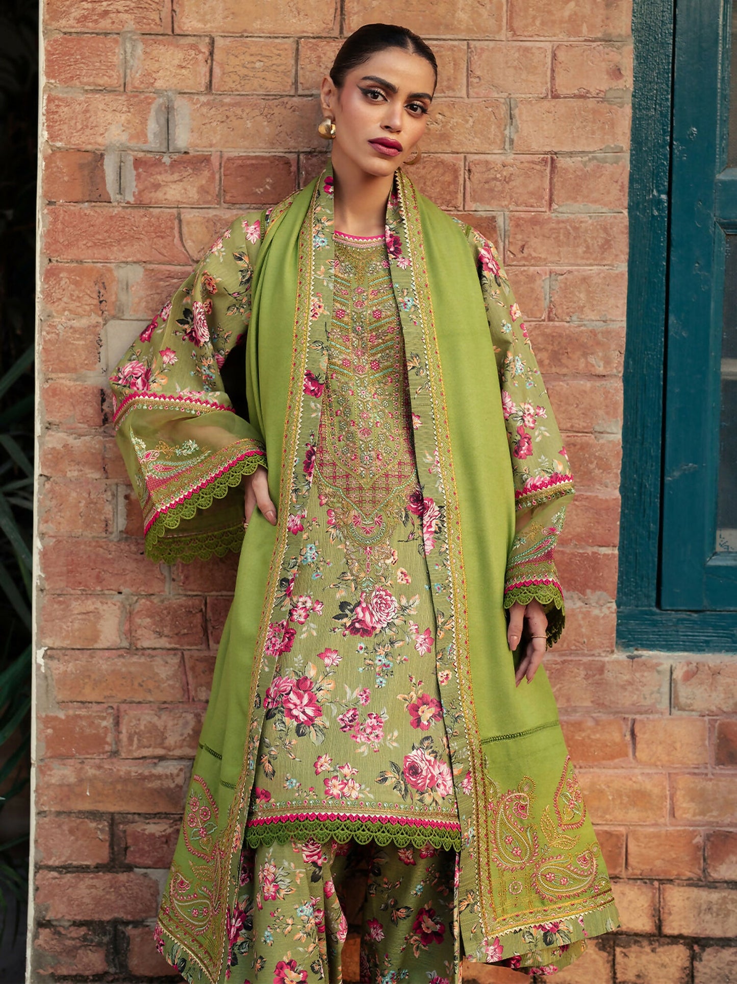 Binilyas Khaddar Embroidered Unstitched 3-Piece Suit-56-B