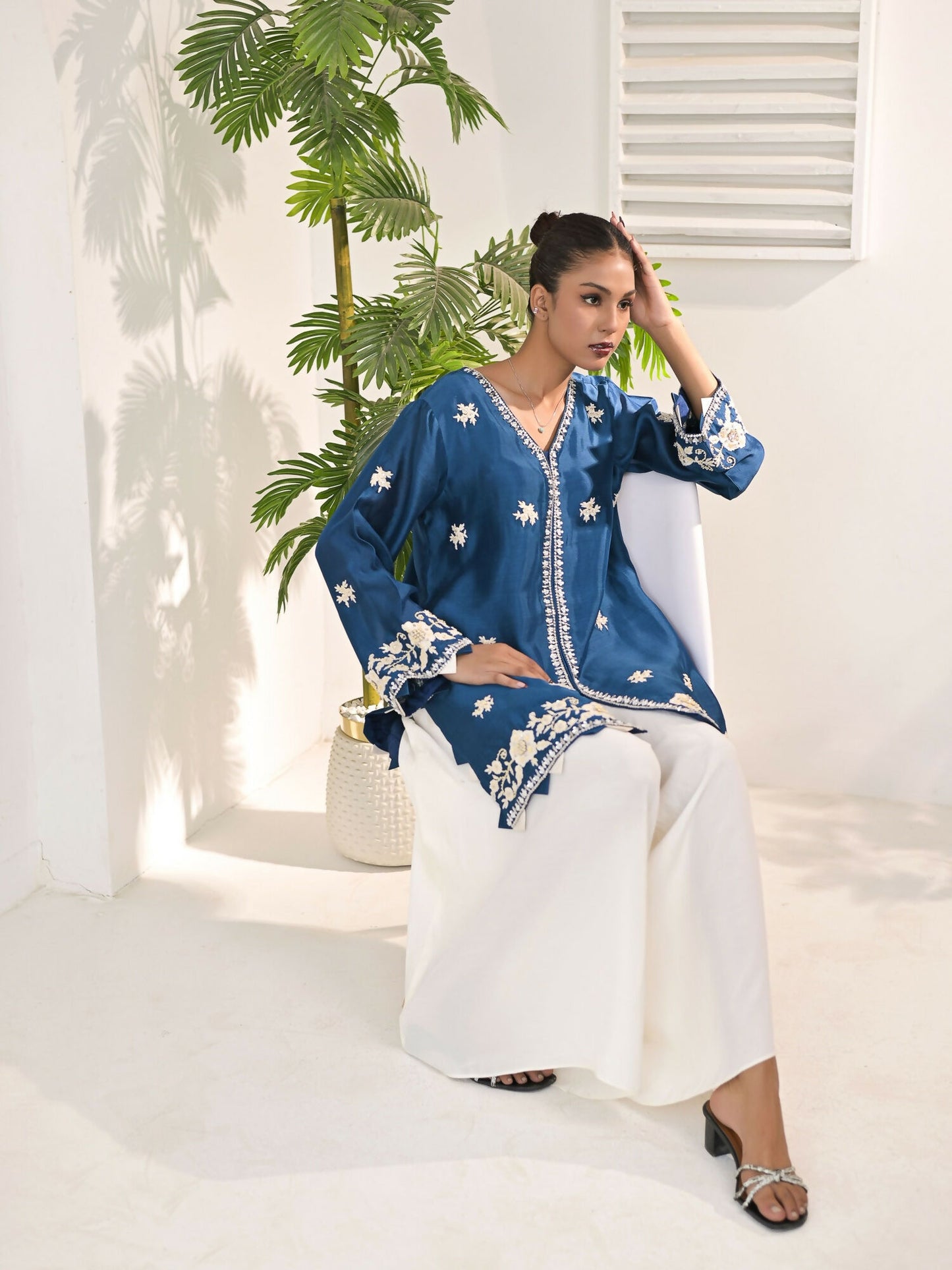 Ruby's Couture The Luxe Edit Sheesha Silk Embellished Stitched 2-Piece Suit-Ronaq