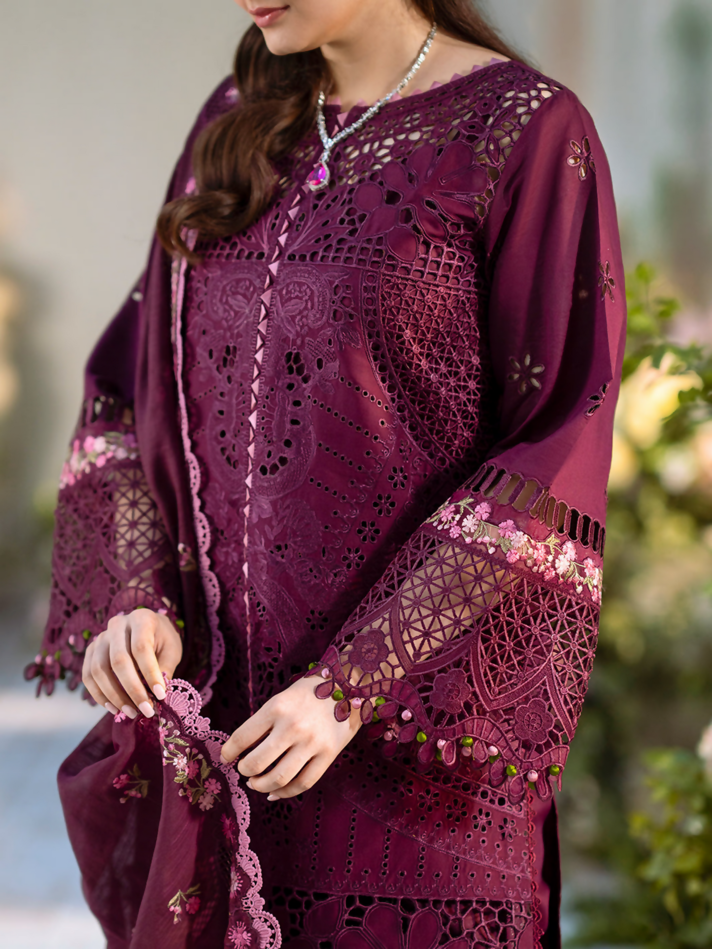 Binilyas Freesia Luxury Lawn Embroidered Unstitched 3-Piece Suit-106 - A