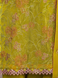 Hemstitch Chiffon Embroidered Stitched 3-Piece Suit-Parrot Green