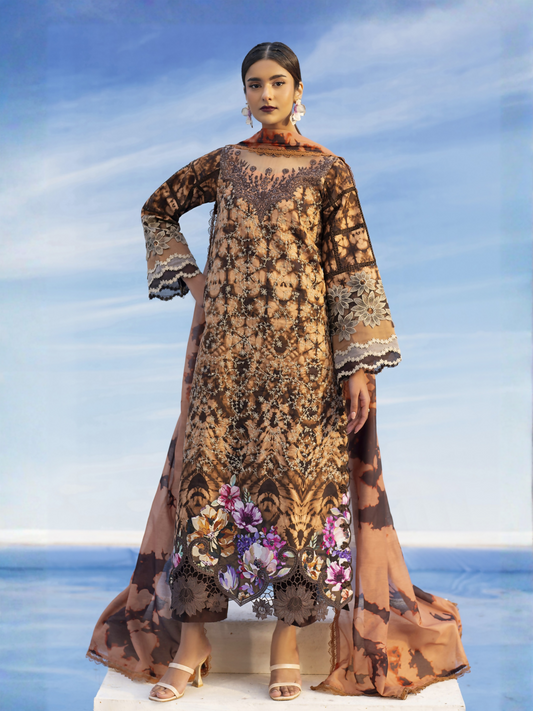 Parishay Ivy Bloom'26 Lawn Embroidered Unstitched 3-Piece Suit-IB-12